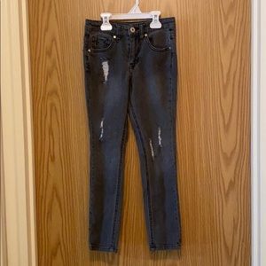Girls black destructed skinnies